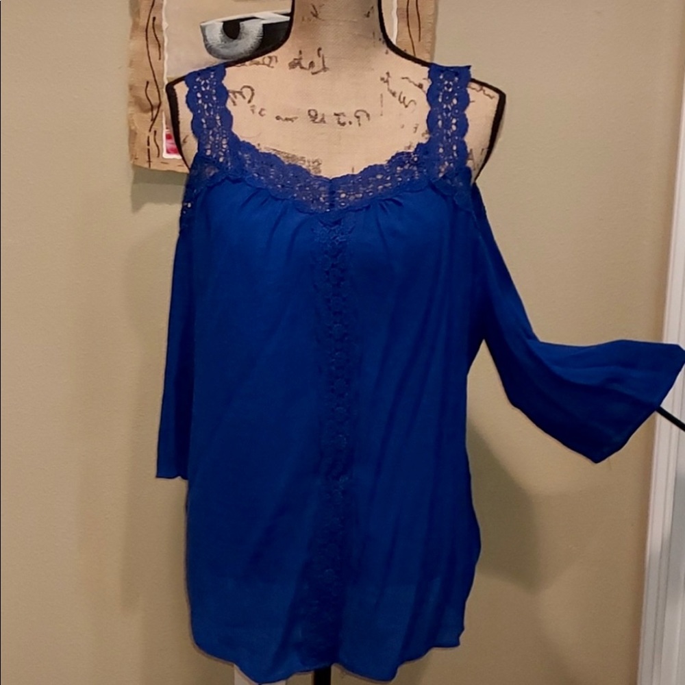 Royal blue boho flows top